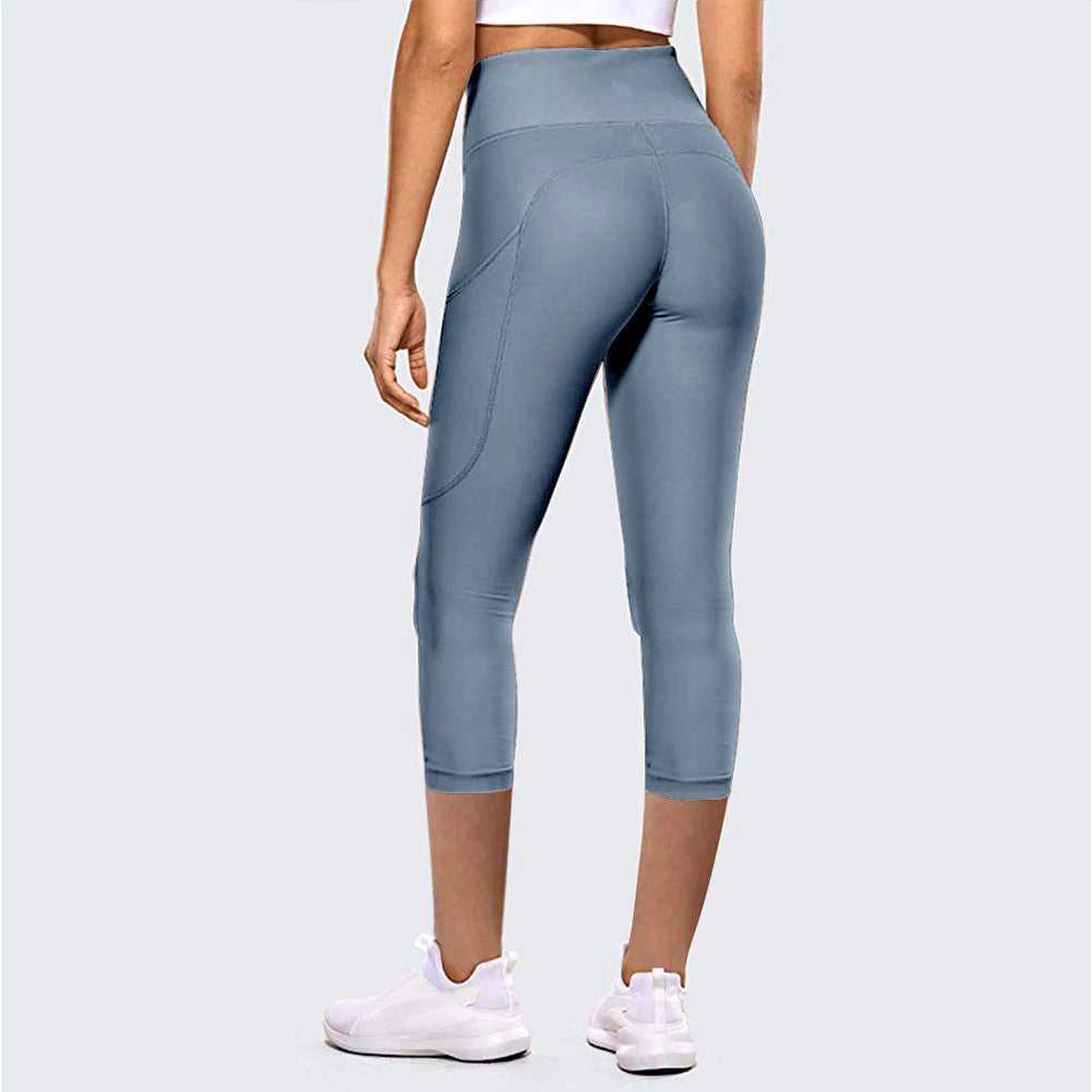 Pantalones de yoga capri de cintura alta con levantamiento de cadera para mujer, leggings deportivos para exteriores y fitness