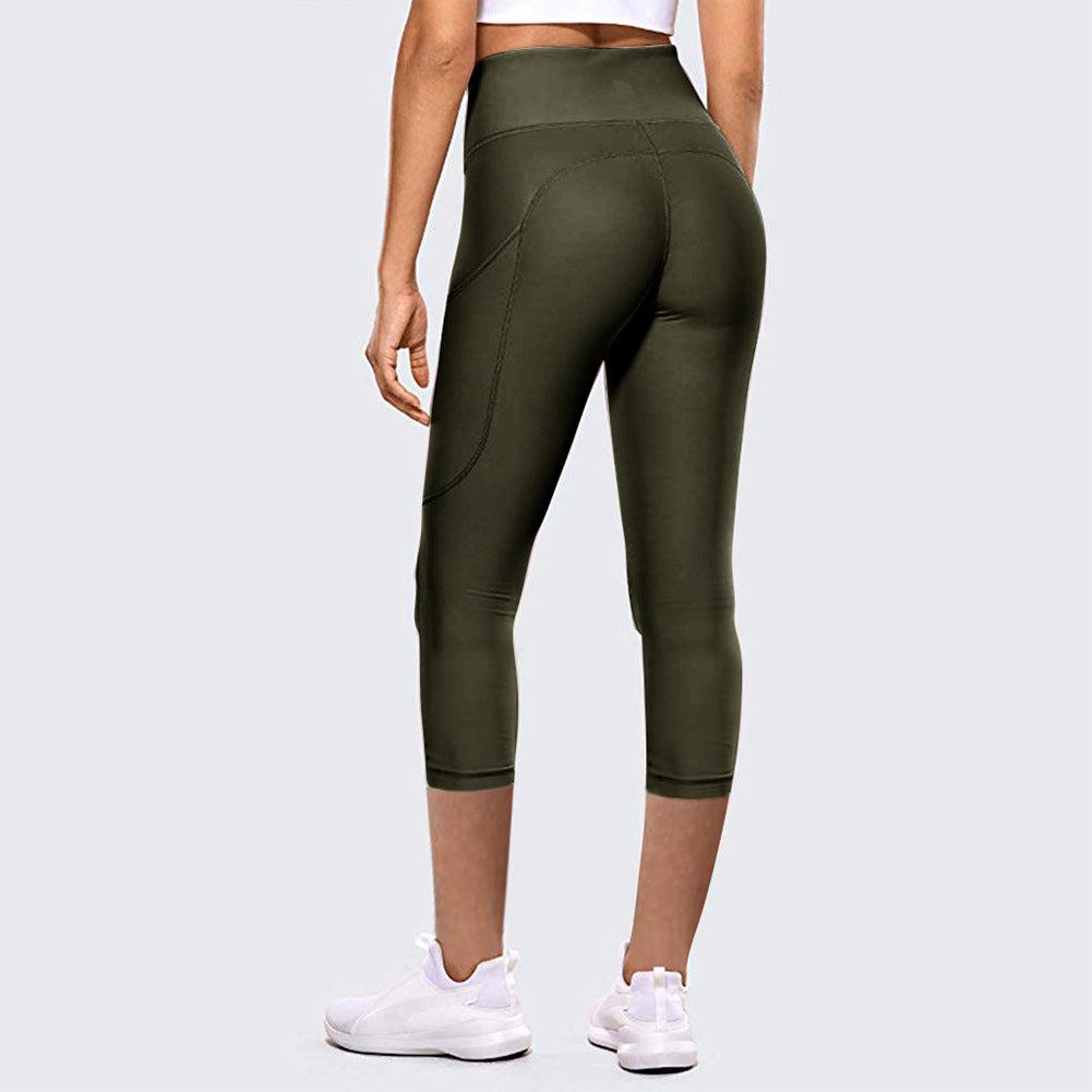 Pantalones de yoga capri de cintura alta con levantamiento de cadera para mujer, leggings deportivos para exteriores y fitness
