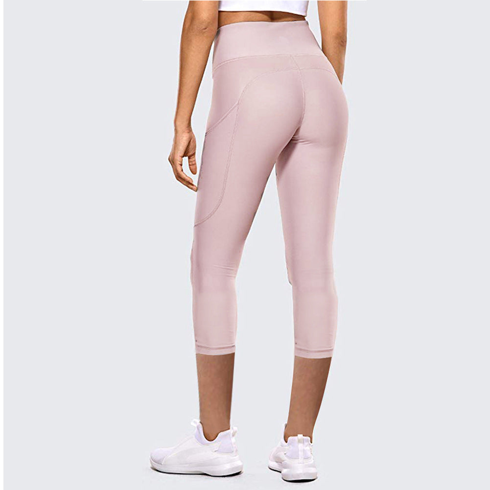 Pantalones de yoga capri de cintura alta con levantamiento de cadera para mujer, leggings deportivos para exteriores y fitness