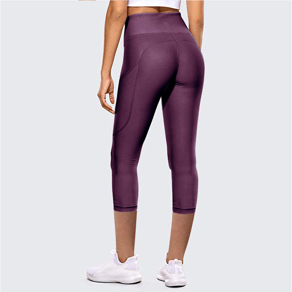 Pantalones de yoga capri de cintura alta con levantamiento de cadera para mujer, leggings deportivos para exteriores y fitness