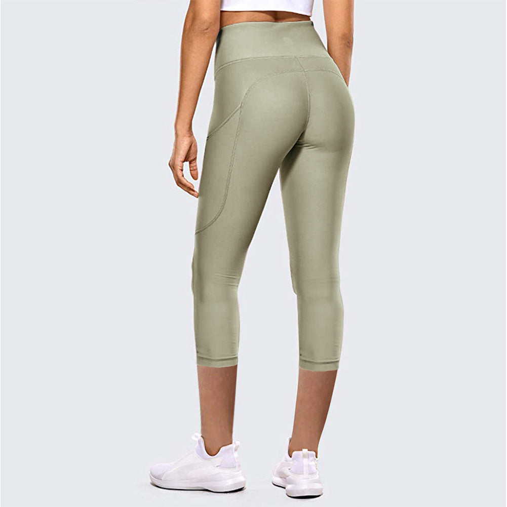 Pantalones de yoga capri de cintura alta con levantamiento de cadera para mujer, leggings deportivos para exteriores y fitness