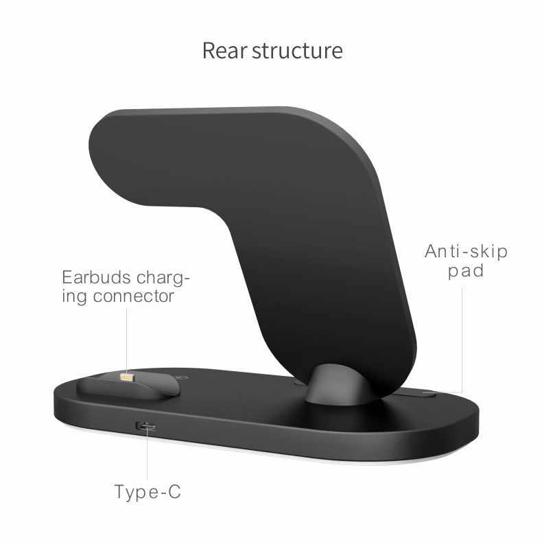 Compatible with Apple, Support De Chargeur Sans Fil Rapide Qi 15W Pour iPhone 12Pro XR Watch 3 en 1, Station De Charge Pliable Pour Airpods Pro IWatch