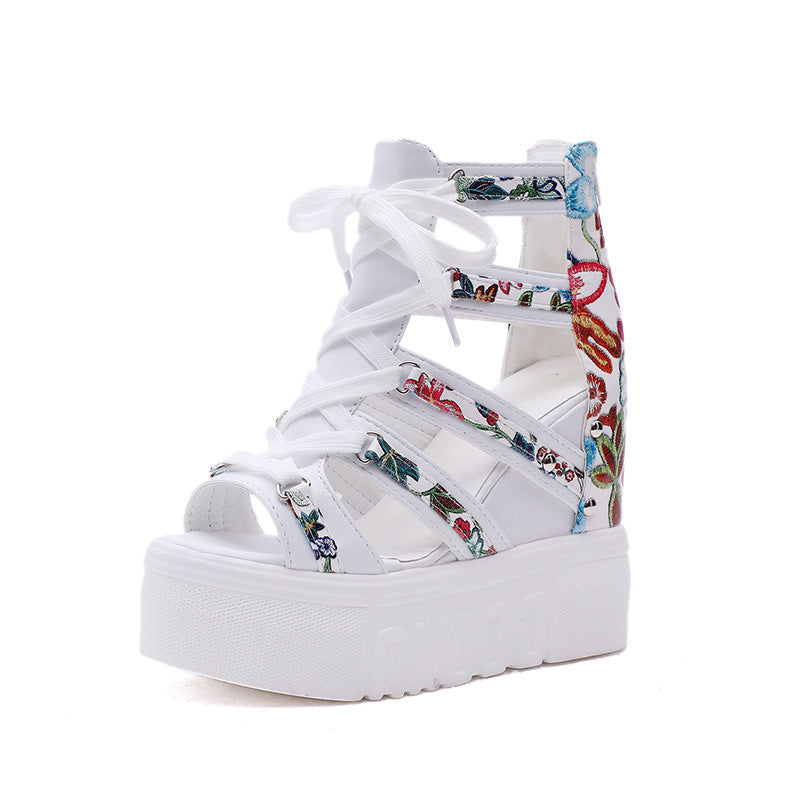 Trifle Bottom Increased Inner Sandals Floral Fish Mouth Women's Sandals