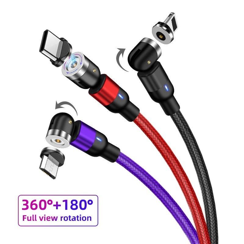 Cable de datos magnético con rotación de 540 grados y 180 grados, cable de carga, succión ciega, cable magnético doblado tres en uno
