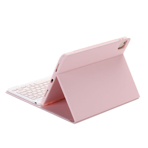 Estuche de piel con teclado Bluetooth plano de color y ranura para lápiz