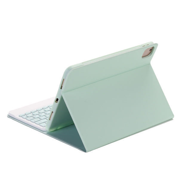 Estuche de piel con teclado Bluetooth plano de color y ranura para lápiz