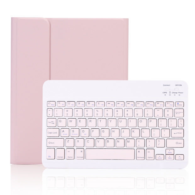 Estuche de piel con teclado Bluetooth plano de color y ranura para lápiz