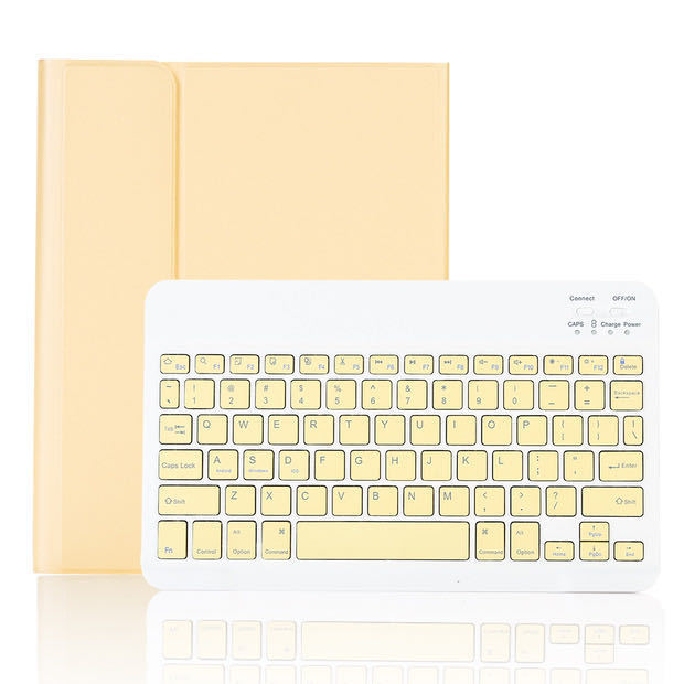 Estuche de piel con teclado Bluetooth plano de color y ranura para lápiz