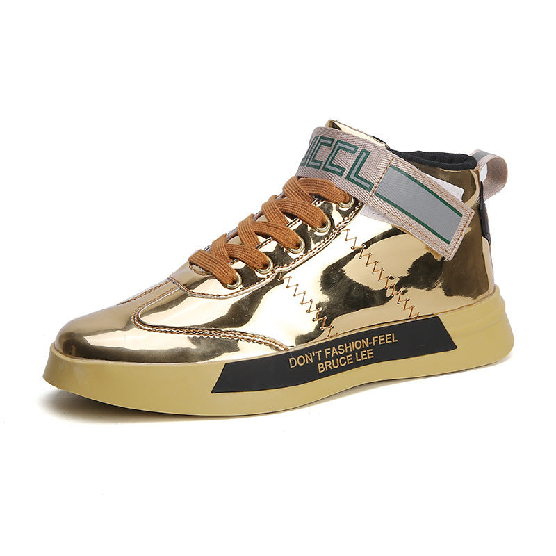 Zapatos de hombre de charol brillante de caña alta, zapatos de panel de espejo coreanos, Tyrant