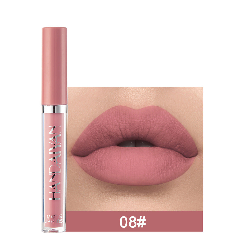 Brillo de labios mate antiadherente, lápiz labial líquido mate que no se desvanece