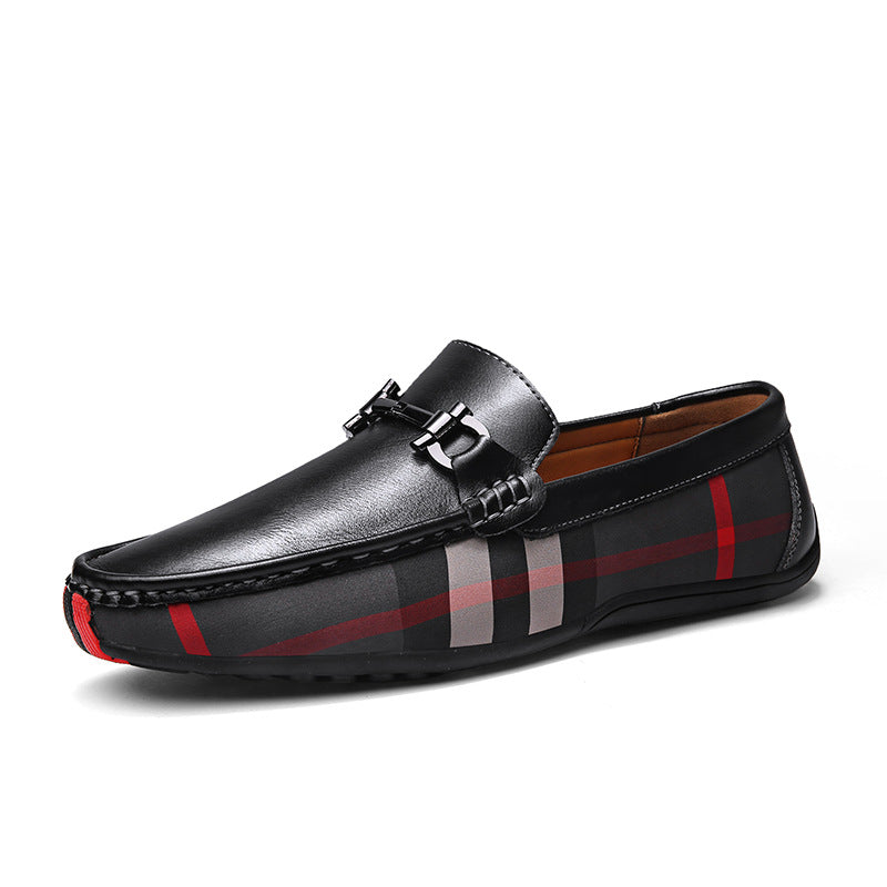 Zapatos casuales de cuero para hombre, talla grande, transpirables, de un solo paso, perezosos, blancos, de suela blanda