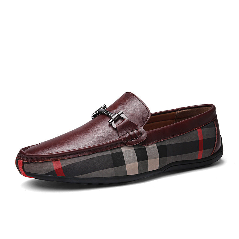 Zapatos casuales de cuero para hombre, talla grande, transpirables, de un solo paso, perezosos, blancos, de suela blanda