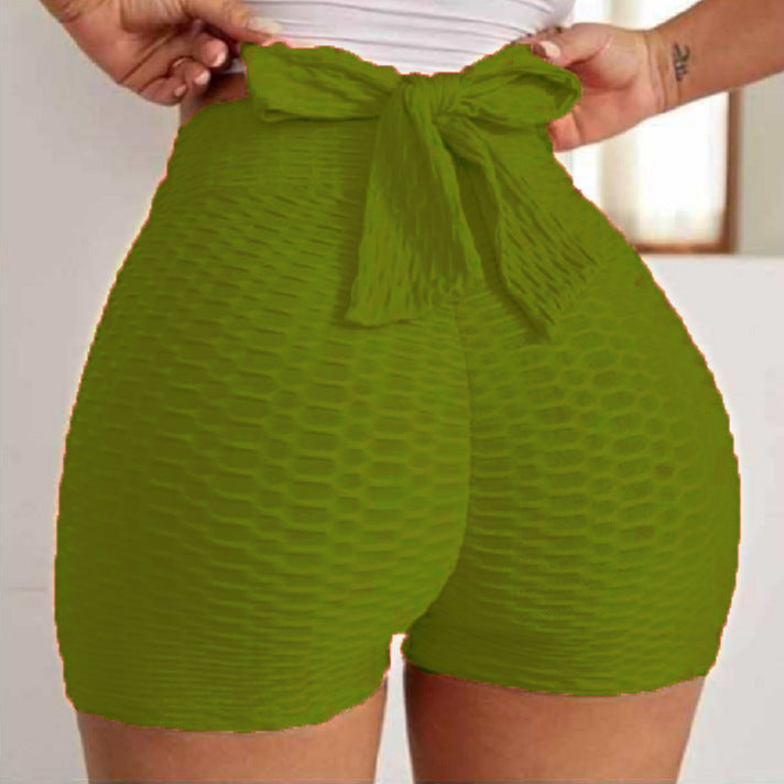 Pantalones cortos deportivos jacquard de yoga burbuja para mujer
