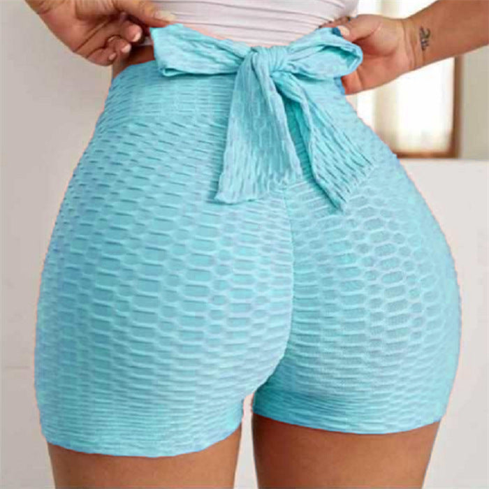 Pantalones cortos deportivos jacquard de yoga burbuja para mujer