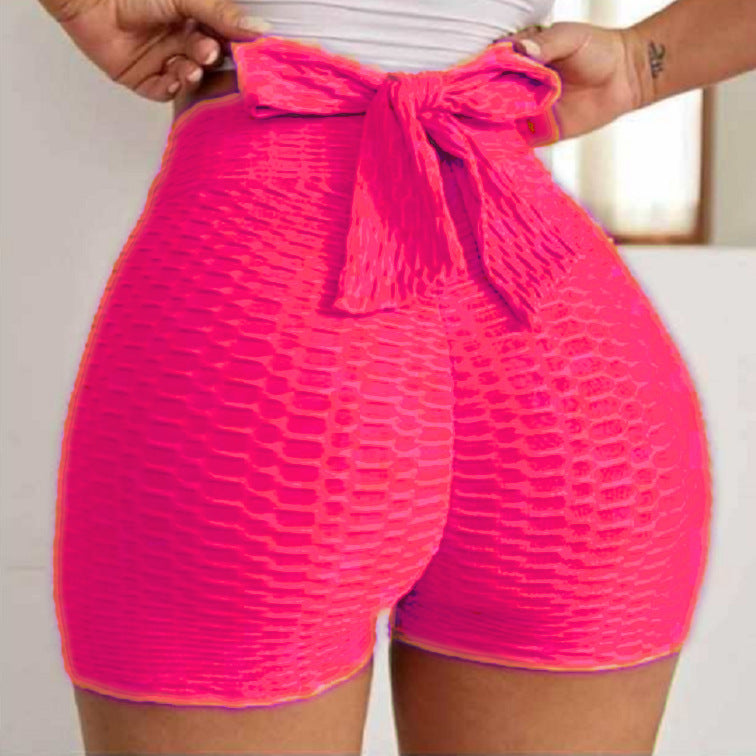 Pantalones cortos deportivos jacquard de yoga burbuja para mujer