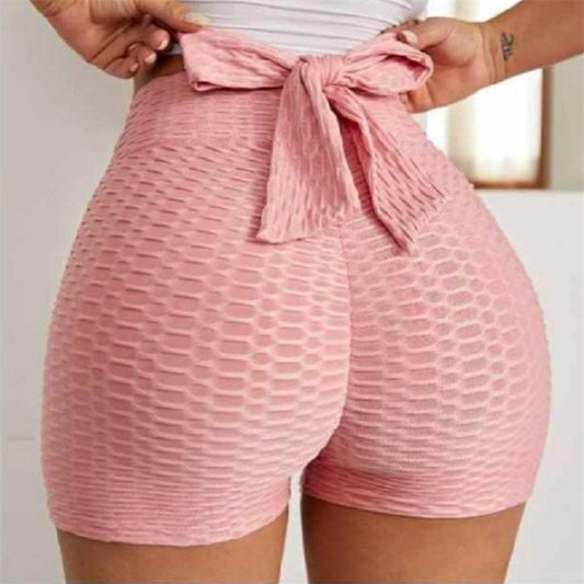 Pantalones cortos deportivos jacquard de yoga burbuja para mujer