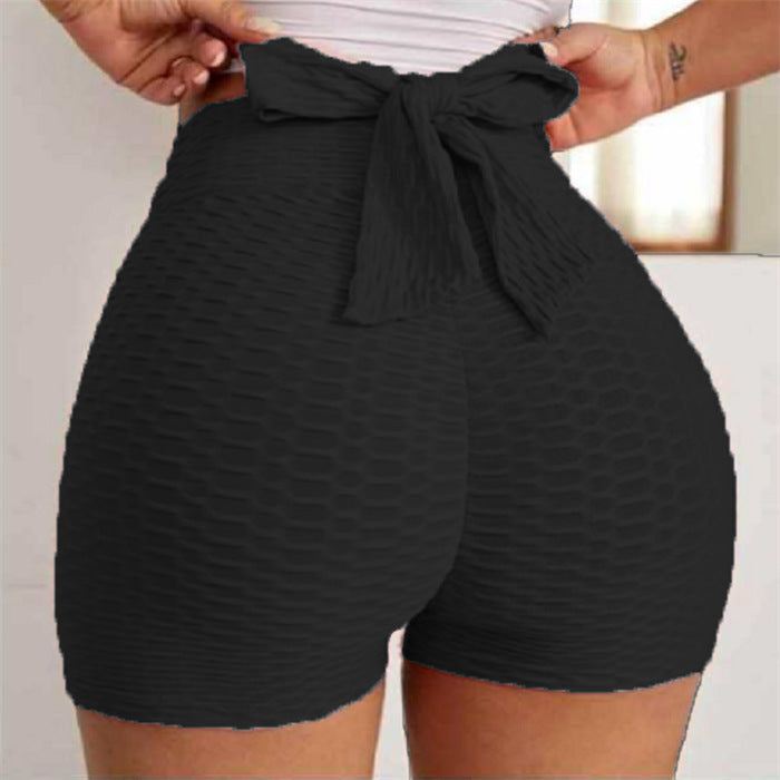Pantalones cortos deportivos jacquard de yoga burbuja para mujer