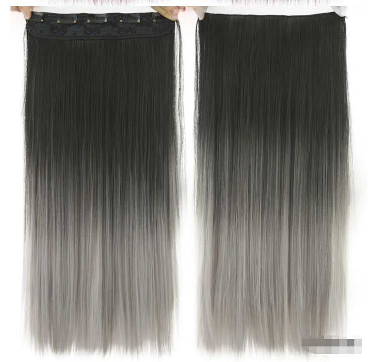 Flequillo de clip gradual teñido de cabello liso, pieza de extensión de cabello de color T tipo cortina