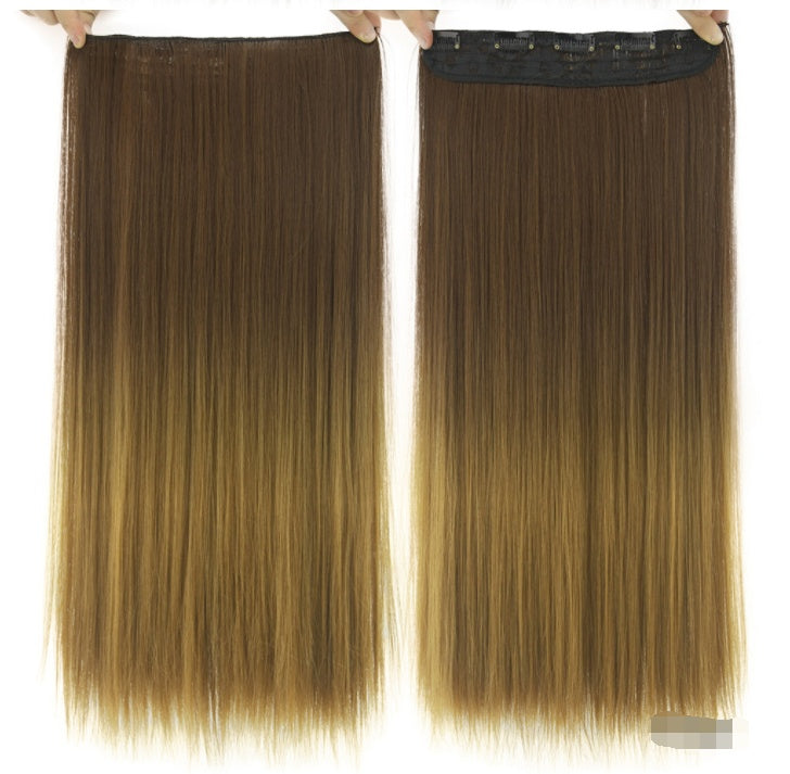 Flequillo de clip gradual teñido de cabello liso, pieza de extensión de cabello de color T tipo cortina