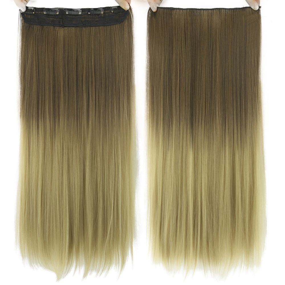 Flequillo de clip gradual teñido de cabello liso, pieza de extensión de cabello de color T tipo cortina