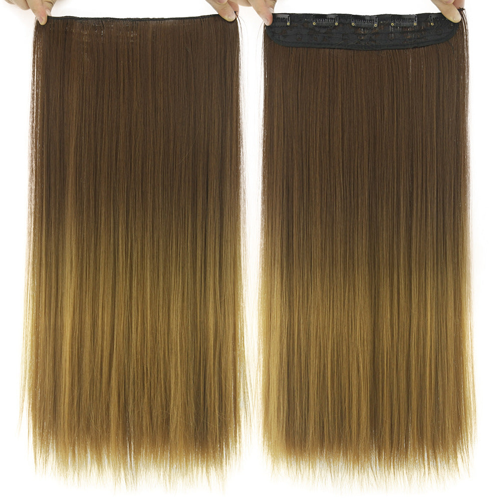 Flequillo de clip gradual teñido de cabello liso, pieza de extensión de cabello de color T tipo cortina