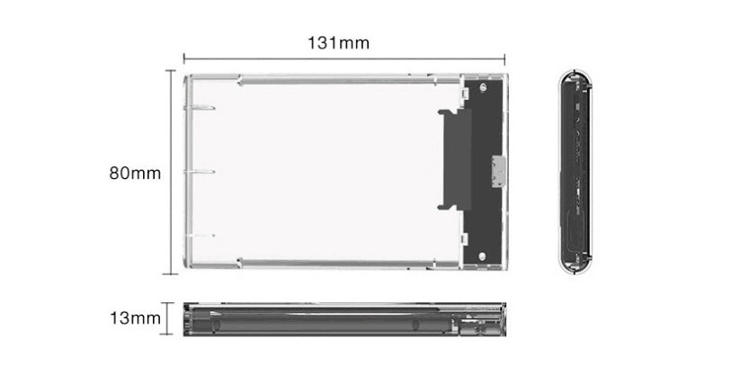 Caja transparente para disco duro