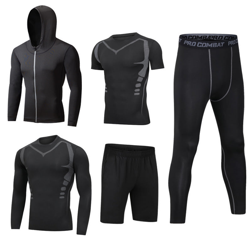 Traje de secado rápido de 5 piezas para gimnasio y deportes de ocio