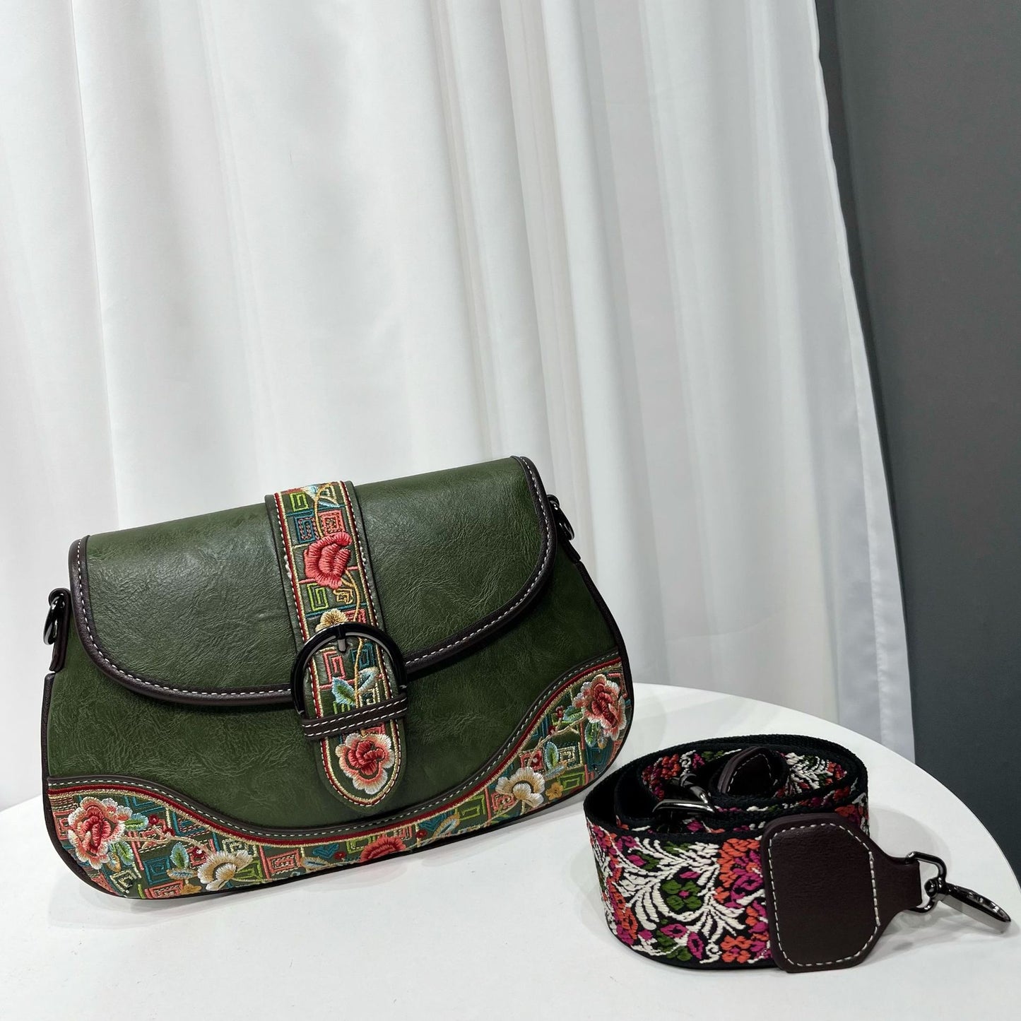 Bolso bandolera bordado estilo retro chino para mujer