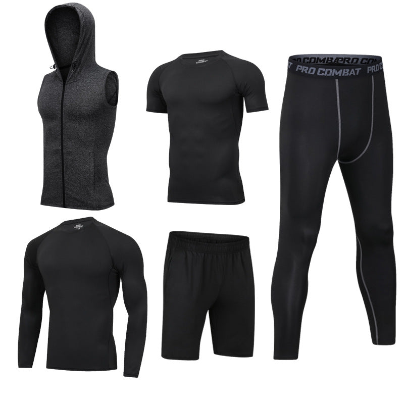 Traje de secado rápido de 5 piezas para gimnasio y deportes de ocio