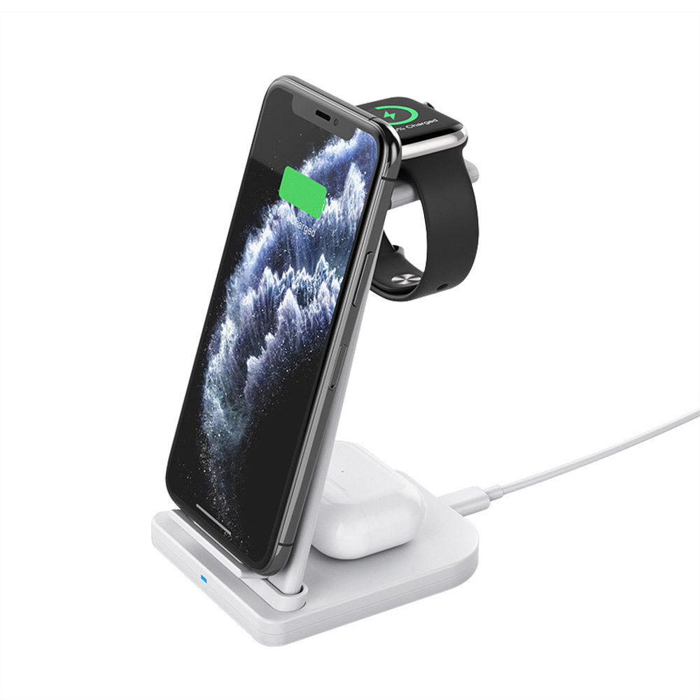 Cargador inalámbrico plegable 3 en 1 versátil para teléfono móvil