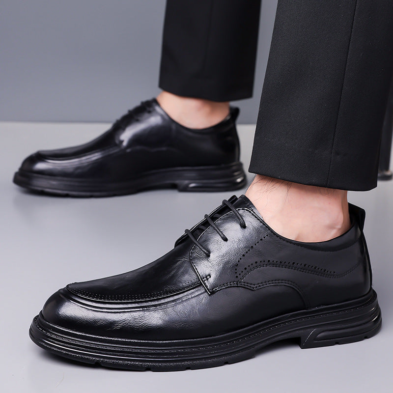 Zapatos de cuero con cordones marrones formales de negocios para hombre