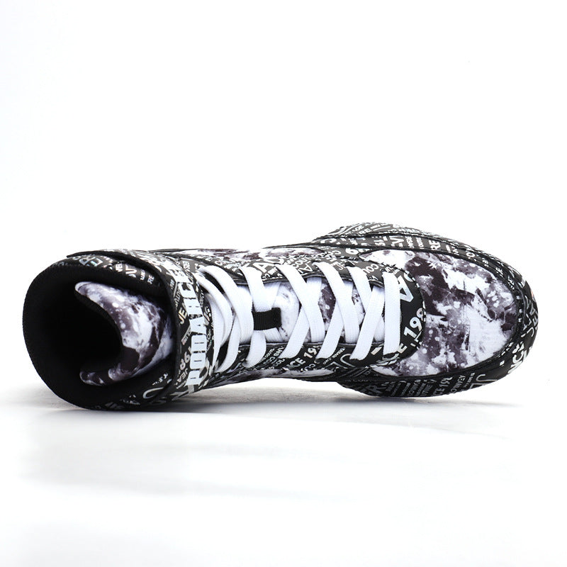 Zapatillas de boxeo altas de moda con grafiti para hombre