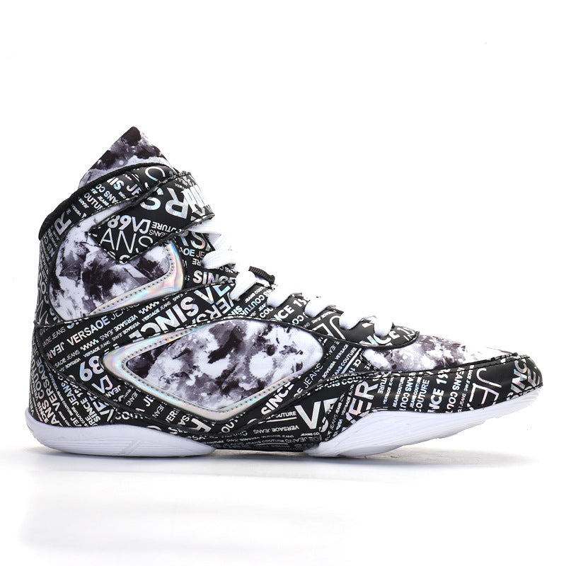 Zapatillas de boxeo altas de moda con grafiti para hombre