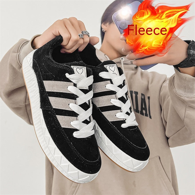 Zapatos de hombre estilo Hong Kong cálidos con terciopelo retro