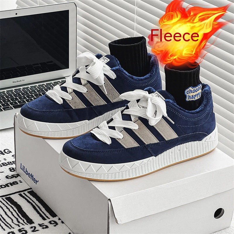Zapatos de hombre estilo Hong Kong cálidos con terciopelo retro