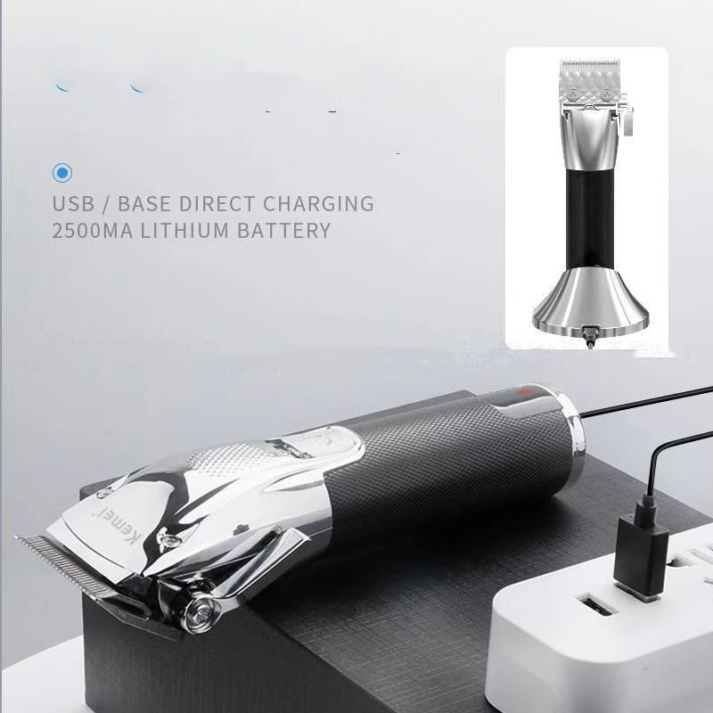 Cortapelos eléctrico KM-K33s con base de carga y voltaje amplio, tijeras de peluquero con pantalla LED LCD