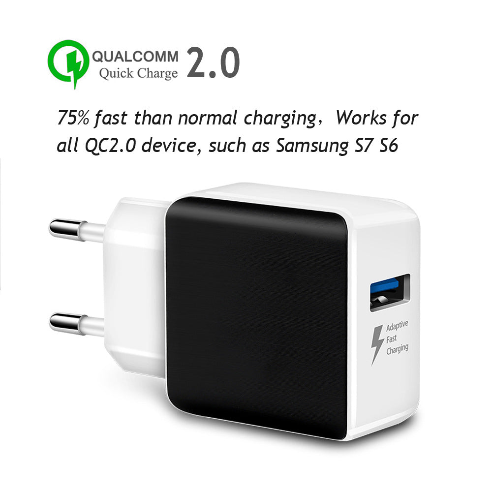Compatible with Apple, 18W Quick Charge 3.0 Snelle Mobiele Telefoon Oplader Eu Plug Wall Charger Usb Adapter Voor Iphone 11 Pro Xr xs Max Samsung Redmi Huawei