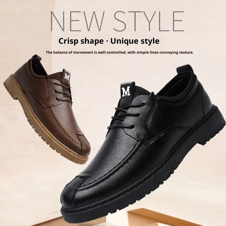 Zapatos de cuero de hombre, informales, con cordones, para uso diario, a la moda