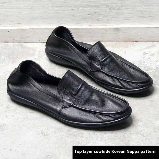 Zapatos de cuero casuales de una sola capa y suela suave para hombre