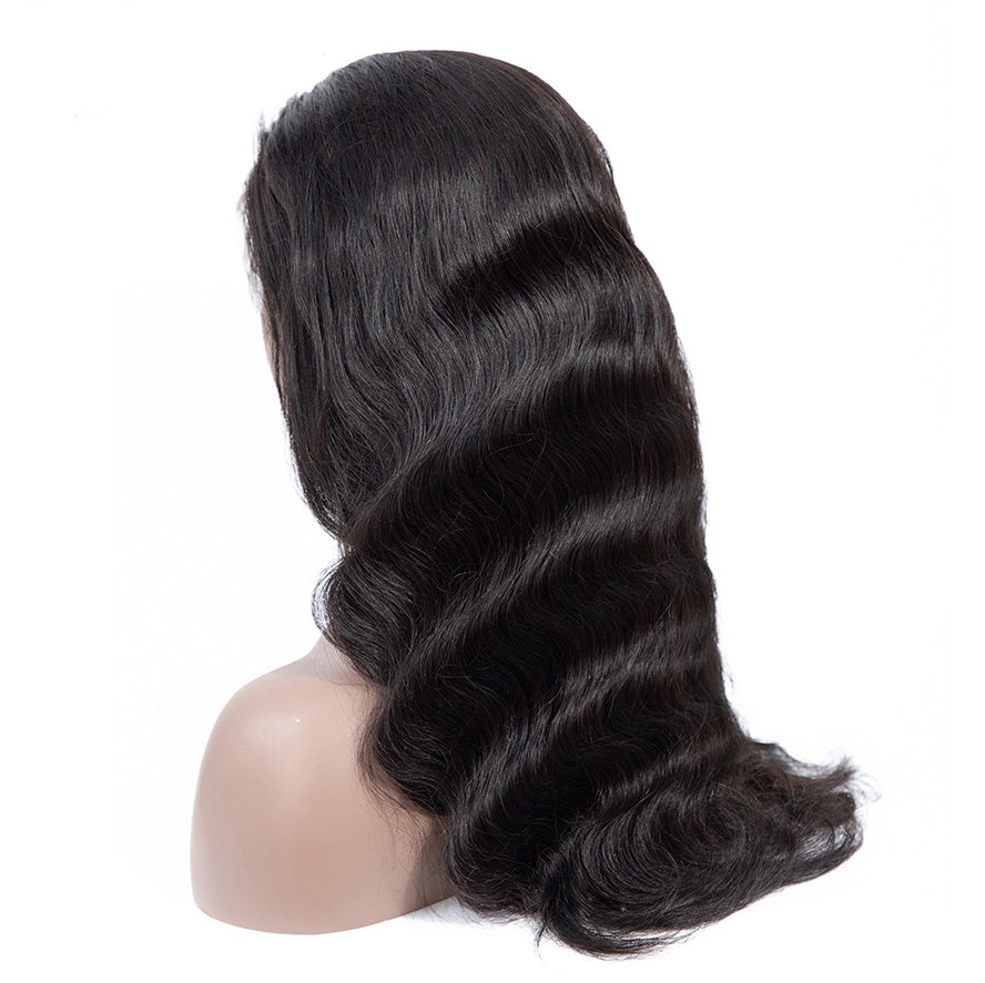Tiro real Europa y América damas temperamento libre gran onda pelo largo rizado mullido negro encaje frontal fibra química peluca casco