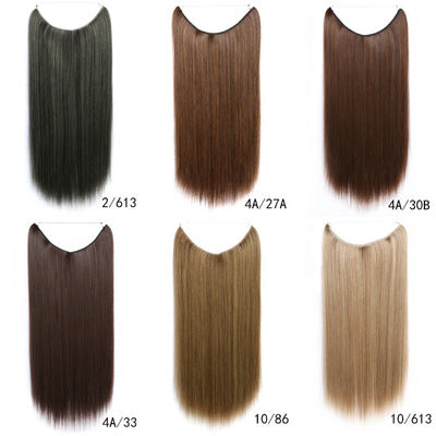 Extensiones de Pelo Invisibles de 22 Pulgadas con Hilo, Sin Clips, Secretas, Línea de Pescado, Lisas Sedosas Sintéticas