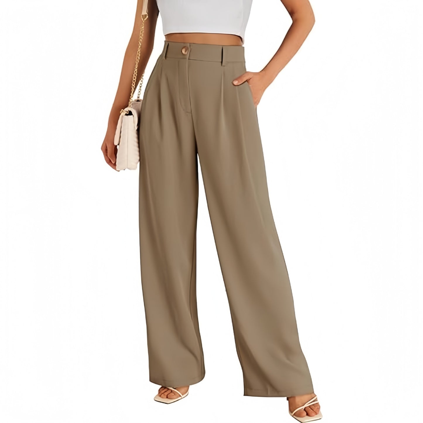 New European And American Style Pocket Dress Pants Wide-leg Formal Trousers