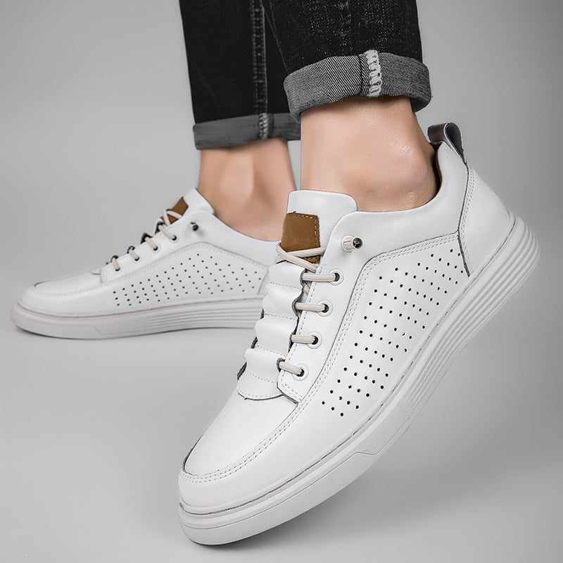 Zapatos de piel retro para hombre de talla grande, con perforaciones, zapatos blandos