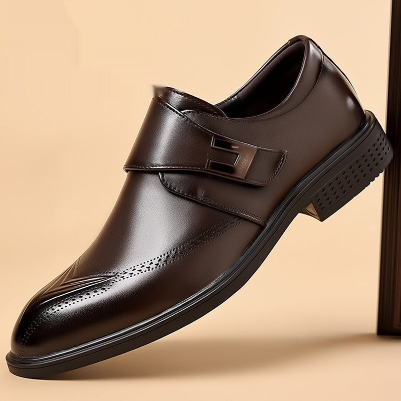 Zapatos de cuero para hombre de piel de vacuno de plena flor con puntera en forma de pipa