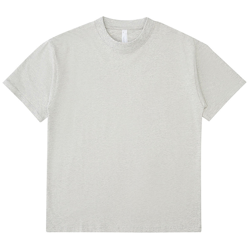 Mens And Womens Loose-fitting Solid-color Short-sleeve Cotton T-shirt
