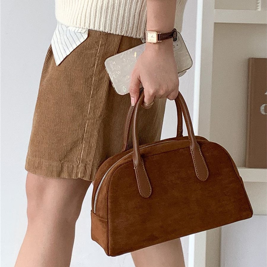 Bolso de mano de ante de gran capacidad para mujer