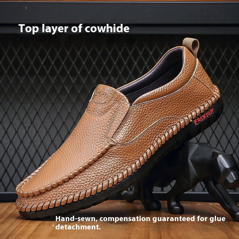 Zapatos de cuero casuales sin cordones para hombre