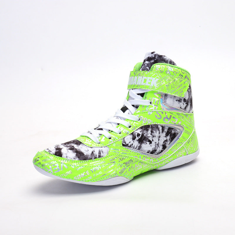 Zapatillas de boxeo altas de moda con grafiti para hombre