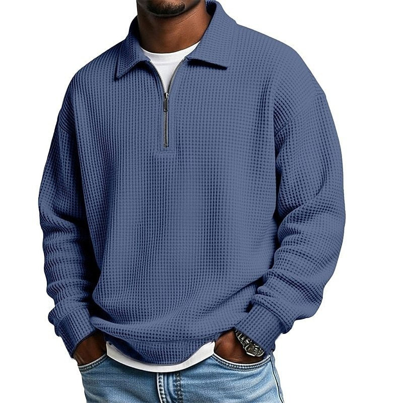 Polo de hombre con cuello y media cremallera