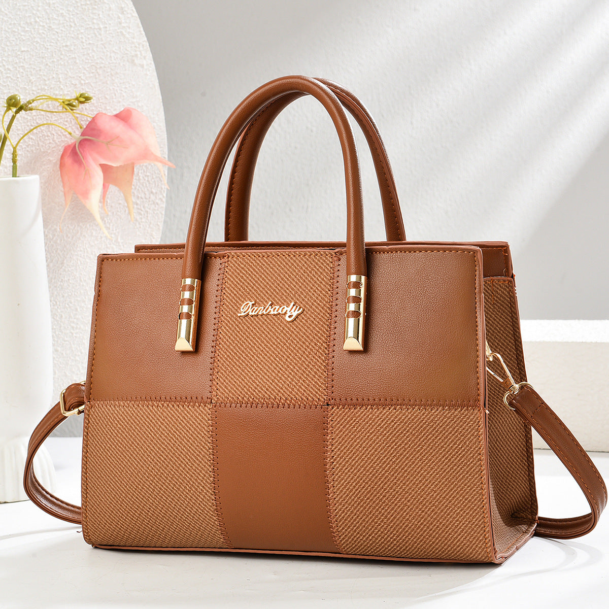 Bolso tote para mujer, nuevo, elegante, de gran capacidad, con diseño atrevido de retazos de bloques de color